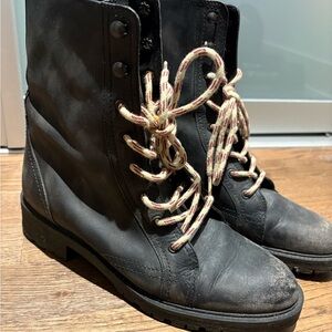 Zara Black Distressed Combat Boots